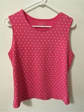 Kim Rogers Pink Polka Dot Sleeveless Tank Petite M
